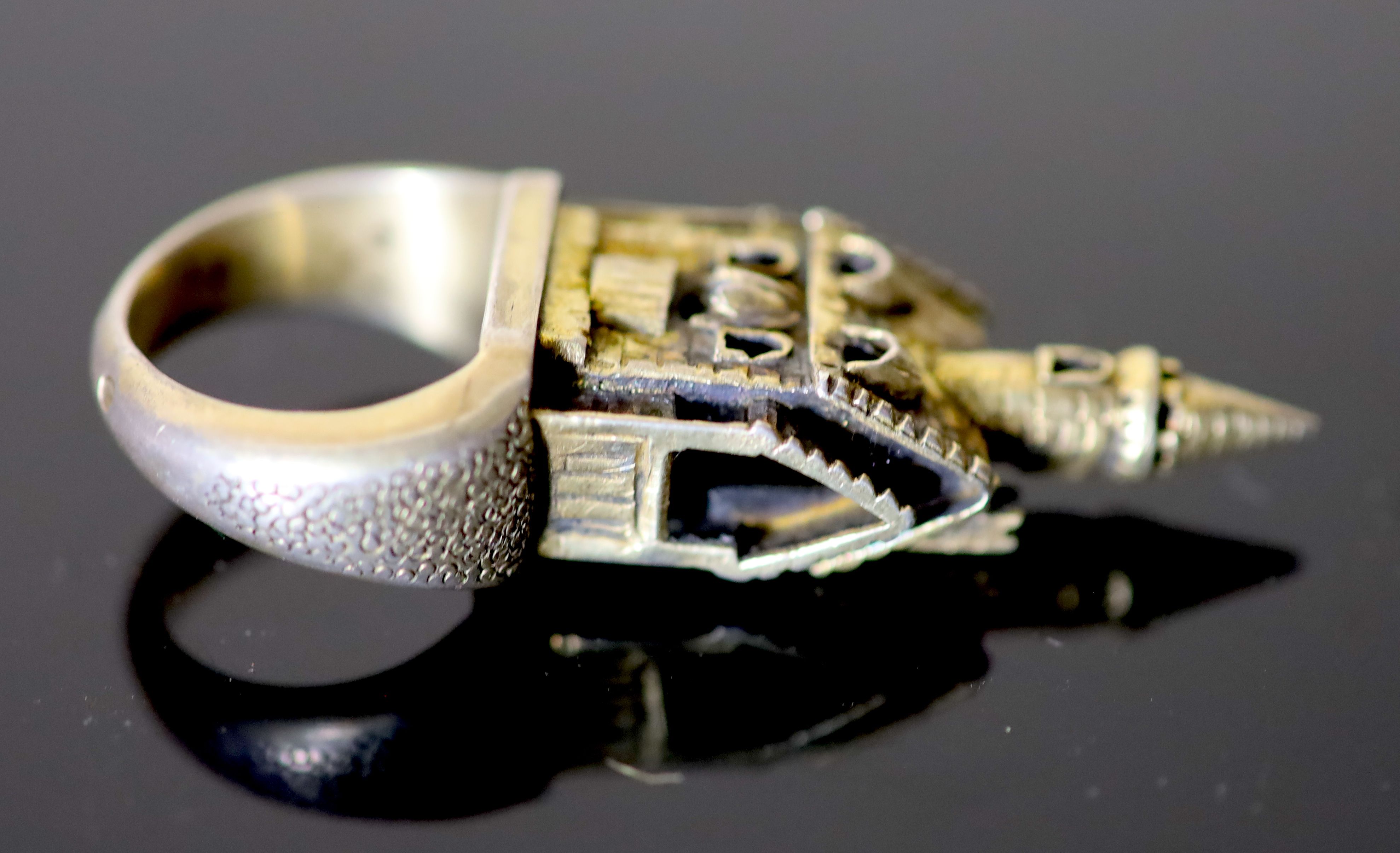 A 17th century German Jewish silver gilt betrothal ring,